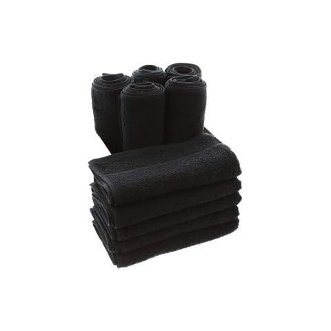TRIIR aztex Toallas de peluquería, Toallas de salón, Toallas de Mano, 50 x 85 cm - Negro (Paquete de 10) Cover
