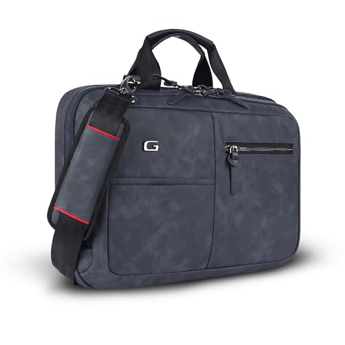 Image of Gear Professional 10L /11 inch Faux Leather Water Resistant Laptop Messenger /Office Bag /Shoulder Bag for Men /Women (Navy - Black)