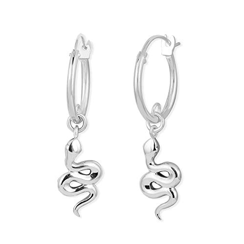 Boma Jewelry Sterling Silver Snake Snap Down Closure Tube Hoop Earrings
