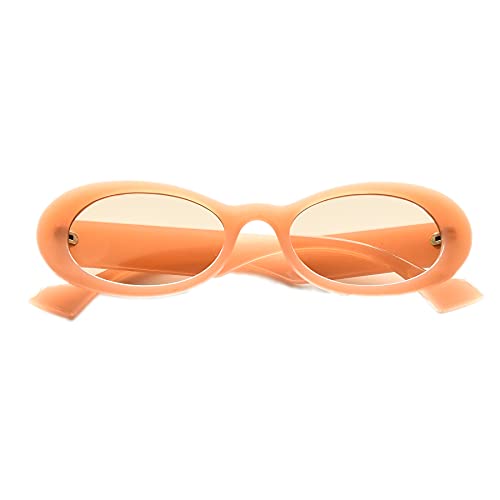 LEMON GRASS Rounded Retro Thick Rimmed Vintage Narrow Oval Flat Lens Slim Wide Arms Fashion Sunglasses3