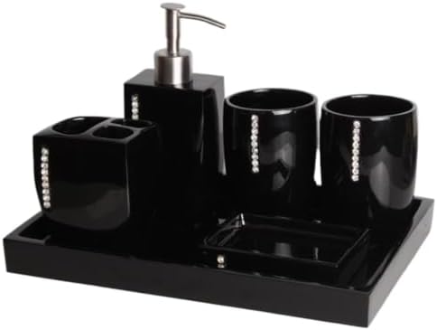 Black Brushing Cup Wash Set Couple Mouthwash Bathroom Six-piece Supplies image 5