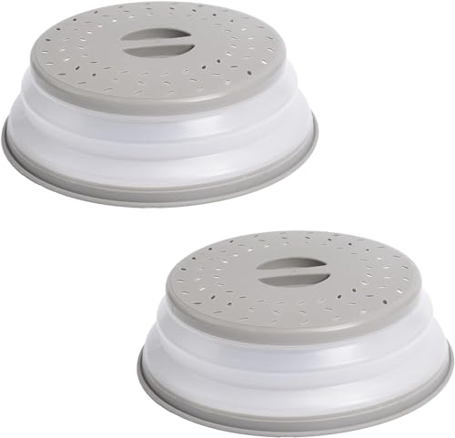 Cymax Collapsible Microwave Plate Cover, Prevents Food Splatter, Microwave Cover for Food, Vented, BPA-Free & Non-Toxic, Easy Storage,10.5 Inch, Grey