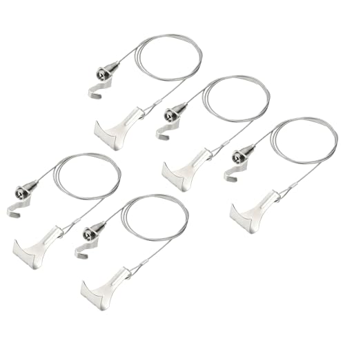 Image of uxcell 5Pcs Picture Hanging Wire Kit, 1 m x 1.5 mm Heavy Duty Picture Hangers Adjustable Wire Rope with S-Hooks and Loop, Load 35kg /77.1 lbs for Hanging Mirrors Light Lamp Artwork