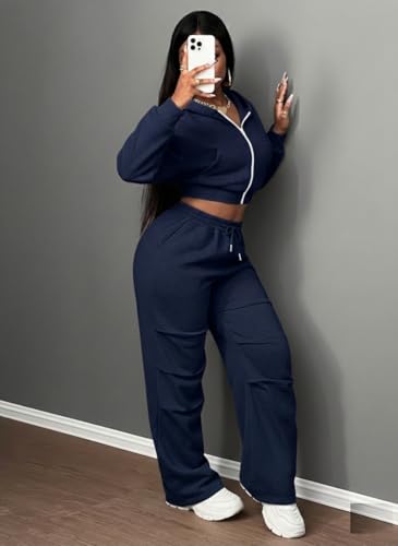 Image of Q - RIOUS Women's Baggy Mid Waisted Lounge Sweat Pants with Drawstring Athletic Flared Joggers with Pockets