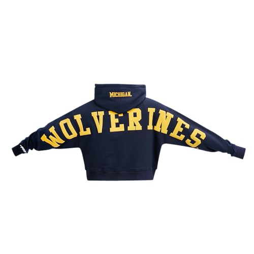 Pro Standard Womens College University Of Michigan Wingspan Cropped Pullover Hoodie Midnight Navy S - Image 5