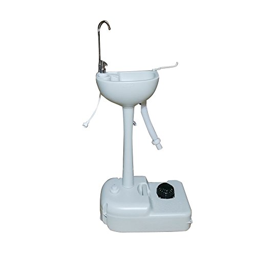 Gharpbik Outdoor Hand Sink Portable Removable Outdoor Wash Basin with Faucet & Garden Pipe Joint White