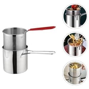 PIHARVA Small Deep Frying Pot With Strainer Basket Cloud Search Deep Frying Pan Deep Frying Pot For Frying French Fries/Chicken Wings/Shrimp/Fish/Boiling/pasta Charcoal Water Filters (Deep Fryer)
