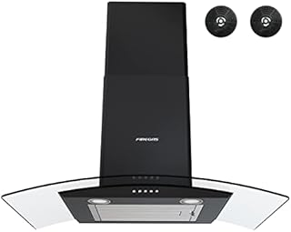 FIREGAS 30 inch Black Convertible Glass Wall Mount Range Hood with 3 Speed