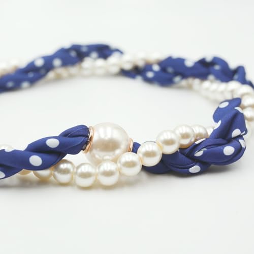 Women’s Magnetic Silk Scarf Necklace with Charm Print Neck Square Polka Dots Retro Buckle4