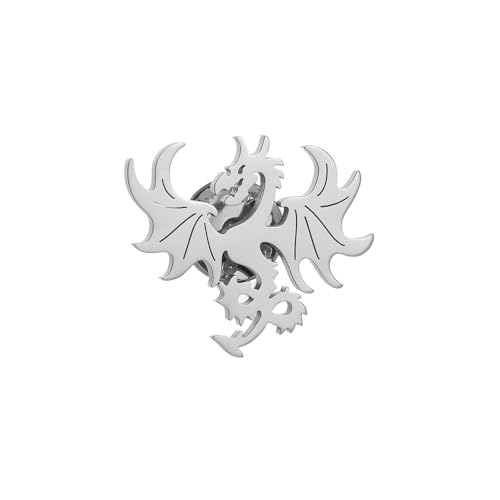 Image of Dinosaur Pterosaur Chinese Dragon Brooch Stainless steel Bow Button Suit Badge Men's Women's Gifts