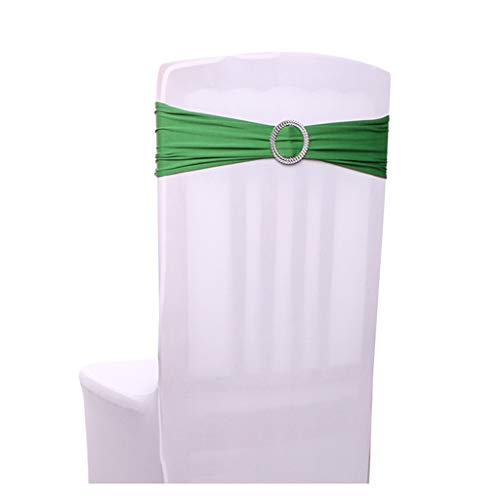 Ymeibe 30pcs Green Chair Sashes Bows for Wedding Party Spandex Elastic Chair Bands with Buckle Chair Ribbon Ties for Events Supplies Baby Shower Birthday Banquet Decoration