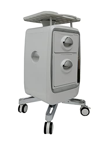 BEILOCKERY Mobile Trolley Cart for Ultrasound Imaging Scanner, 2 Layer Beauty Cart with Universal Silent Wheels, Grey, ABS Multi-Purpose Trolley with Brakes, for Hospital, Dentistry, Home