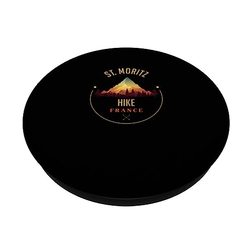 St. Moritz Souvenir Apparel - St. Moritz Hiking PopSockets Swappable PopGrip, Black - Image 2