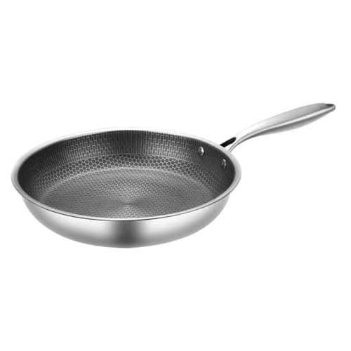 Generico Padella Antiaderente 24 CM a Nido d'Ape in Acciaio 304 Manico Ergonomico per Uova e Bistecche Adatta a Fornelli a Gas e Barbecue Facile da Pulire