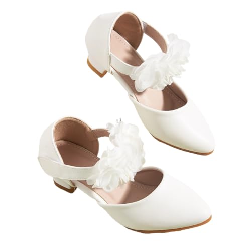 Girls Low Heels Dress Shoes Flower Leather Mary Jane Sandals Princess Wedding Party Pump