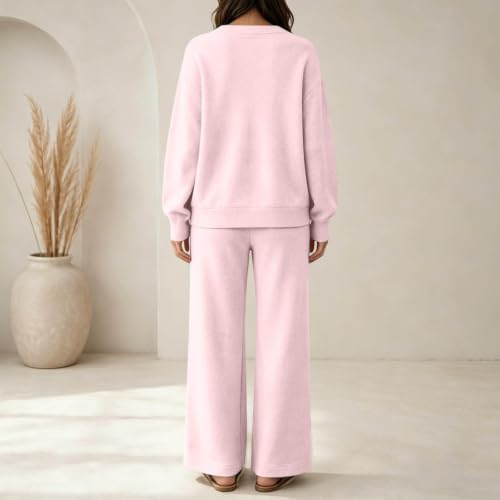 Funnyrap Two Piece Lounge Sets for Women Fall Matching Clothing Pink Small - image 7