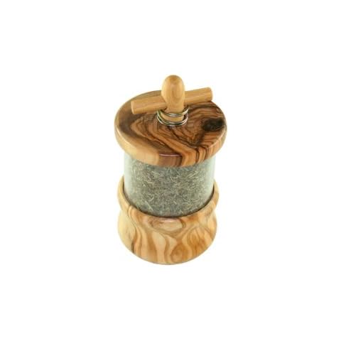 D.O.M. Olive Wood Herb Mill with Herbs Cover
