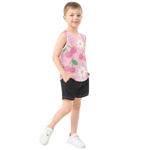 susiyo Cherry and Flowers Boys Sleeveless Tank Top Girls Athletic T Shirt4