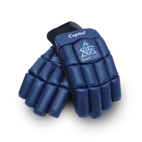 Image of WHITEDOT Sports Capital Cricket Batting Gloves||Suitable for Youth|Medium Right Hand||Navy Blue, Leather