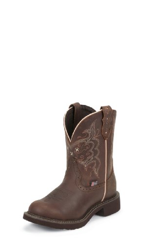 Justin Boot Company Women's Brown Flower Embossed Cowgirl Boots