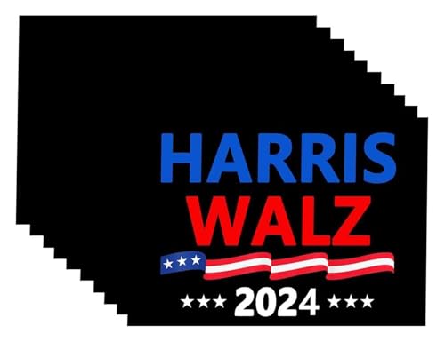 Image of 10 Pack Harris Walz 2024 Kamala Harris Tim Walz Waltz for President Stickers Vinyl Sticker Laptop Decal Car Bumper Window Waterproof Sticker,8 inches x 4 inches Big Letters Car Decal (Black)