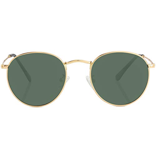 Image of Kursan Small Round Metal Polarized Sunglasses for Men Women Mirrored Lens Classic Circle Sun Glasses