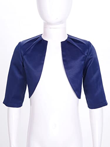 Kids Girls Solid Color Satin Cardigan 3/4 Sleeve Open Front Wedding Birthday Party Cape3