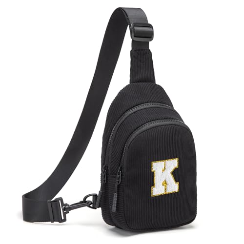 Image of Viverte Small Corduroy Sling Bag Initial Crossbody Bag Fanny Pack for Girls Personalized Birthday Gifts for Teen Girls Gifts