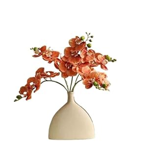 JUNCHENG1008 Orange Phalaenopsis Kunstblumenarrangement im Keramiktopf