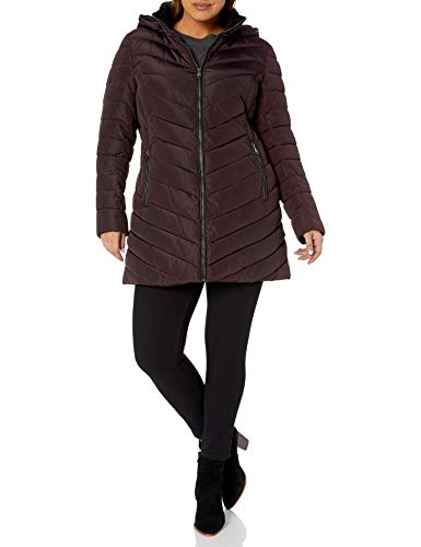 Nanette Lepore Women's Plus Size Long Puffer Coat, Fig, 2X