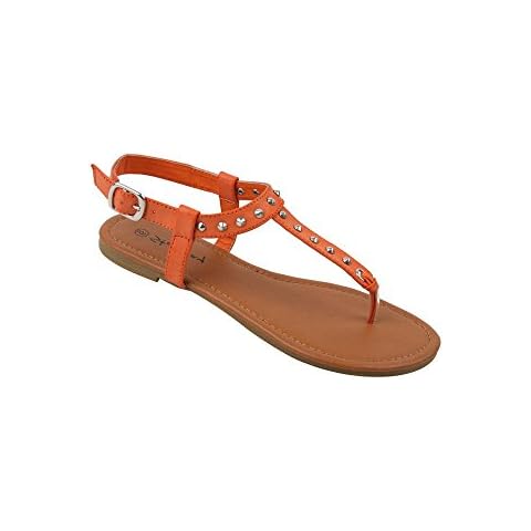 starbay Women's Studded Orange Gladiator Sandals Flats Size 10 Cover