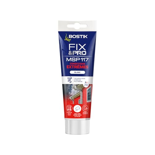 Bostik FIX&PRO MSP 117 Conditions Extrêmes Blanc – Mastic Colle et Joint – Résiste Pluie, Gel, UV, Chocs – Très Résistant – Intérieur/Extérieur...