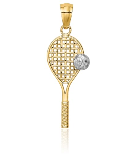 IceCarats 14K Solid Two Tone Yellow White Gold Tennis Necklace Charm Sports Pendant3