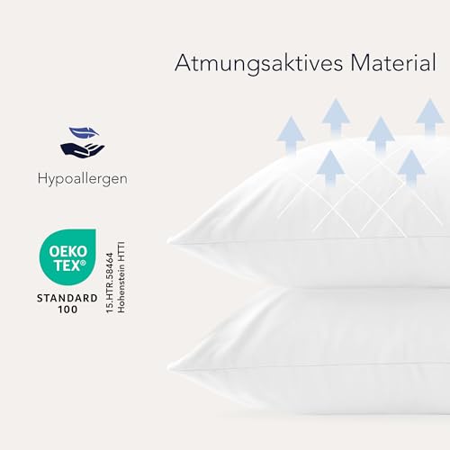 Dreamzie Kissenbezug 40 x 80 (Set mit 2) - 100% Jersey Baumwolle 150 g/qm Kissenbezüge -Weiß - Für Kissen 40 x 80 cm - Kissenhülle - Kissenbezug - Resistent und Hypoallergen 3
