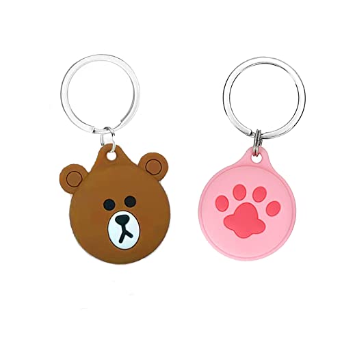 2 Pièce étui Airtag,Apple Airtag Protection,Accessoires GPS Anti Perte, Tracker AirTags,Porte-clés Airtag, pour Animaux de Compagnie, Chiens, Portefeuilles et Bagages. (Little Bear) Cover