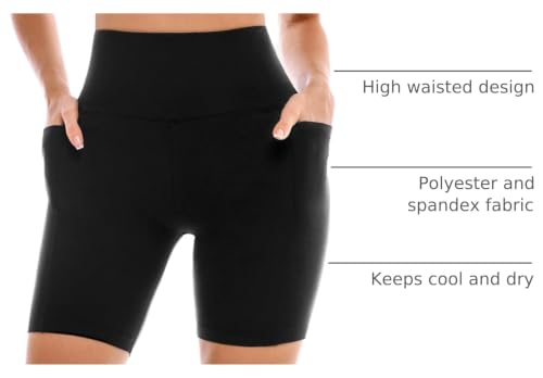 Image of Leafigure 2 Pack Womens Biker Shorts with Pockets 6 inch | High Waisted, Tummy Control, Running, Gym, Workout, Yoga Shorts