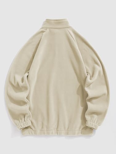 ZAFUL Embroidery Polar Fleece Sweatshirt for Men Half Zip Long Sleeve Letter Lightweight Hoodie Casual Winter Wear2