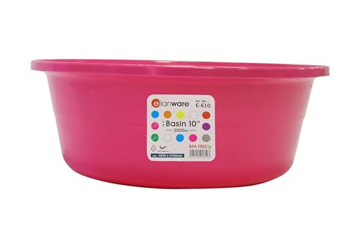Image of Brand - BPA Free Plastic Multipurpose Basin 10-inch, Plastic Wash Bowl, Capacity : 3000ml, Pack of 2, Size : D255 xH100mm, E-610