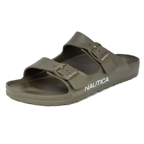 Nautica Men's EVA Double Buckle Slide Sandals - Adjustable Waterproof Slip-On Comfort Shoes for Casual Wear, Beach, and Poolside