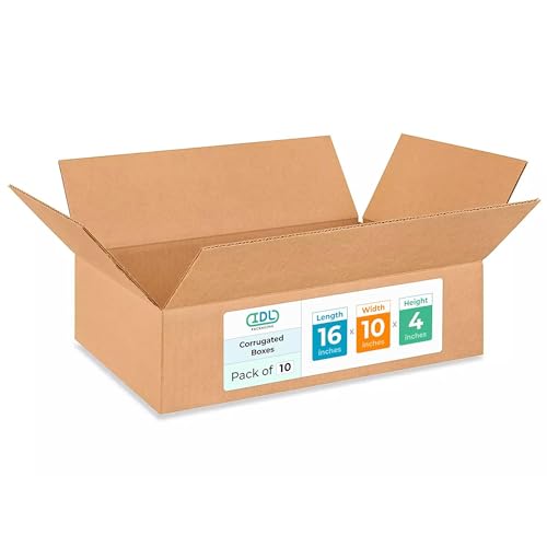 Medium Moving &amp; Shipping Boxes 16x10x4 inches (10-Pack) - Extra Strength 200 lb vs Regular - Corrugated Packaging Boxes for USPS/UPS/FEDEX - Shipping Box - Heavy Duty Box by IDL Packaging