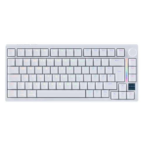 GK GAMAKAY TK75HE V2 75% Rapid Trigger Kabelloses Gaming Tastatur QWERTZ (ISO-DE Layout) mit TFT Bildschirm BT/2.4GHz/USB-C 8KHz 0 005mm RT Hall Effekt Magnetschalter Tastatur Weiß Magnetic Phoenix