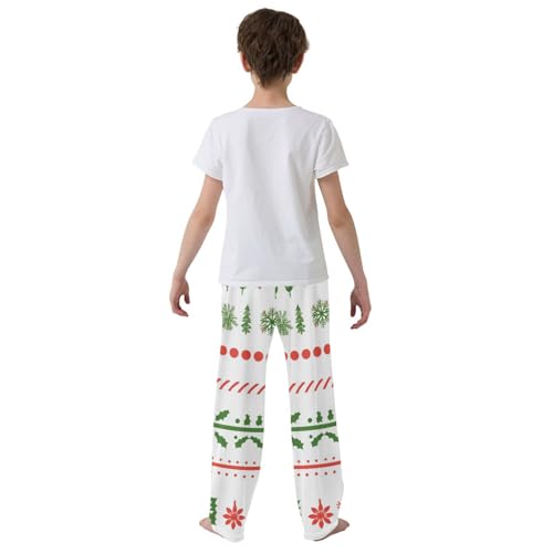 Boys' Pants Leaves Green Stripe Christmas Long Bottoms Jogger Pants Elastic Waist Trousers with Pockets S-XL3