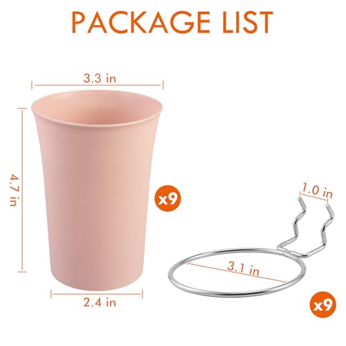 Image of Pegboard Cups With Loops, 9 Pack Pink Peg Board Pencil Holder Organizer