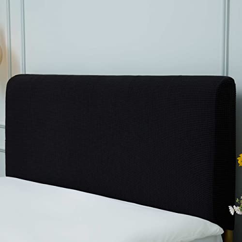 DALINA Textil - Funda para cabecera Cama 90 - Protector cabecera Ajustable para Cama Individual Envuelto 360°, Adaptable para cabecera de 80-100cm (Negro)