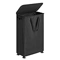 Vincona Slim Laundry Hamper with Lid and Wheels, Small Rolling Laundry Basket with Handle for Small Spaces, Tall Dirty Clothes Hampers for Dorm, Bathroom and Bedroom, 75L Black