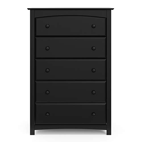 Image of Storkcraft Kenton 5 Drawer Dresser (Black) - GREENGUARD Gold Certified, Dresser for Kids Bedroom, Includes Safety-Focused Interlocking Drawer System