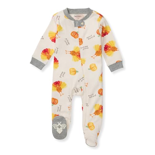 Image of Burt's Bees Baby Baby Girls Pajamas Sleep and Play, Soft 100% Organic Cotton One-piece Pj With Non-slip Bee Grip Footies, Newborn Essentials