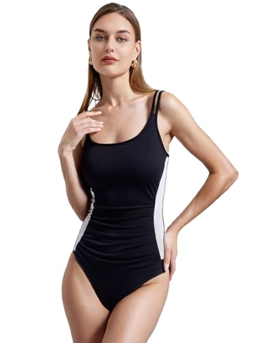 IFFEI Mommy and Me Swimsuits Scoop Neck Color Block Tummy Control One Piece Bathing Suit Family Matching Swimwear Beachwear4