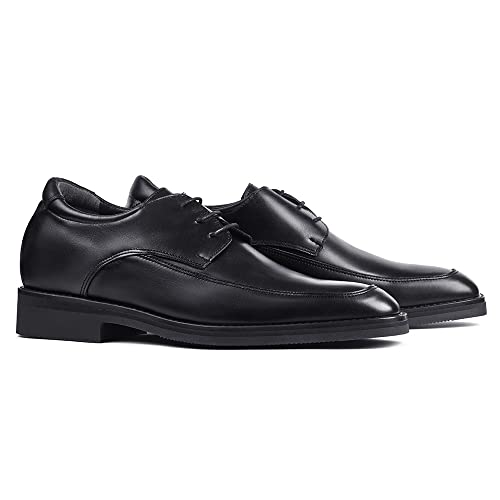 MASALTOS Zapatos de Hombre con Alzas Que Aumentan Altura hasta 7 cm. Fabricados en Piel. Modelo Roma Negro 43