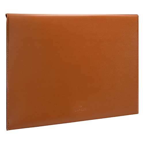 Comfyable Laptop Sleeve Compatible with 16 Inch MacBook Pro 2020 & 15-15.6 Inch Dell HP Notebook - PVC Leather Envelope Sleeve Computer Case for Mac, Brown
